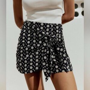 Black and White Floral Wrap Skirt